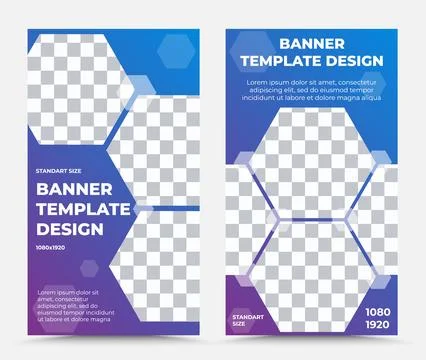 Set of vertical vector banner templates in blue purple white Stock Illustration