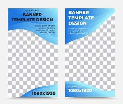 Set of vertical vector banner templates in blue black white Stock Illustration