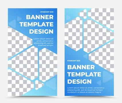 Set of vertical vector banner templates in blue and white Stock Illustration