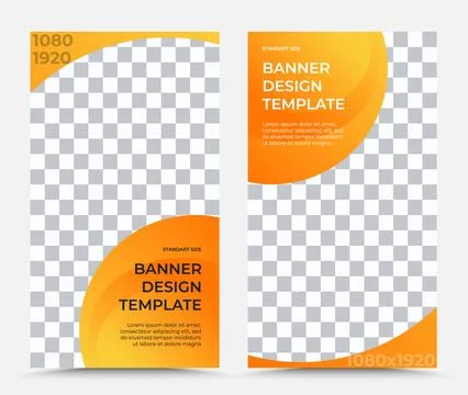 Set vertical vector templates of banners in orange with black and white text Stock Illustration