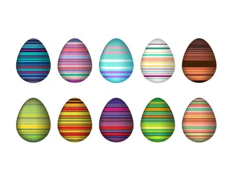 A set of very colorful Easter eggs Stock Illustration