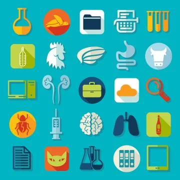 Set of veterinary flat icons Stock Illustration