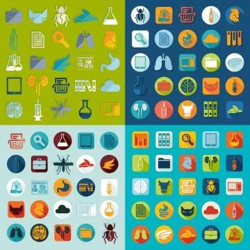 Set of veterinary flat icons Stock Illustration