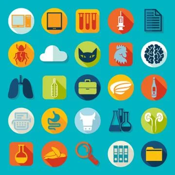 Set of veterinary flat icons Stock Illustration