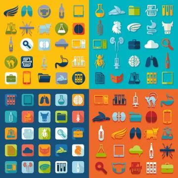 Set of veterinary flat icons Stock Illustration
