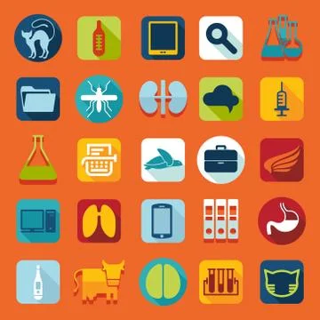 Set of veterinary flat icons 스톡 일러스트