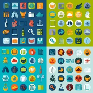 Set of veterinary flat icons 스톡 일러스트