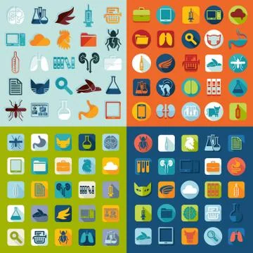Set of veterinary flat icons 스톡 일러스트