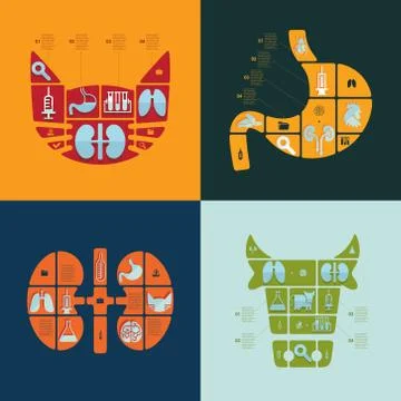 Set of veterinary flat icons Stock Illustration