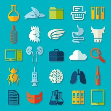 Set of veterinary flat icons Stock Illustration