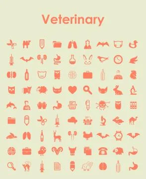Set of veterinary simple icons Stock Illustration
