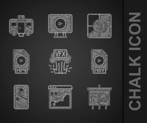 Set VFX, Histogram graph photography, Scenario on chalkboard, MOV file document Stockillustratie