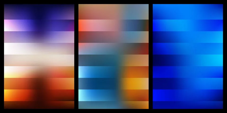 Set of Vibrant Blurred Gradient Backgrounds with Abstract Horizontal Stripes 스톡 일러스트