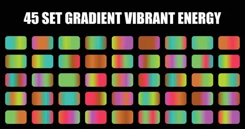 Set of vibrant energy gradients featuring colorful smooth transitions and Stock Illustration