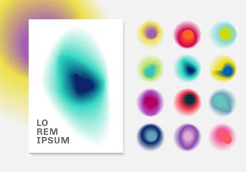 Set of vibrant gradient blurs background. Abstract colorful gradients contemp Stock Illustration
