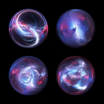 Set of vibrant lightning plasma balls Stock Illustration