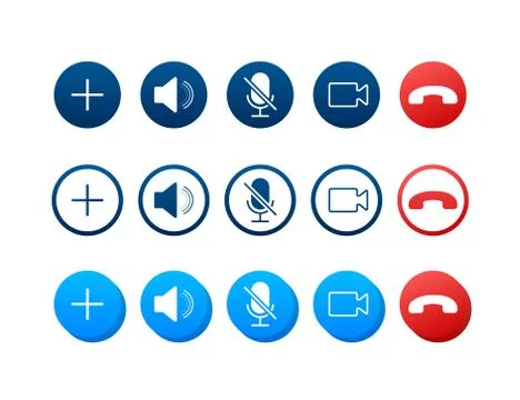 Set of Video call buttons. Web design.Video call buttons for mobile app design Stock Illustration