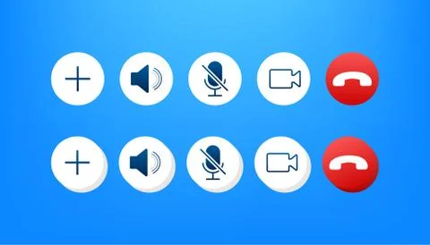 Set of Video call buttons. Web design. Video call buttons for mobile app design Stock Illustration