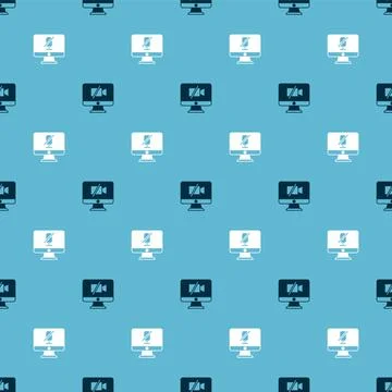 Set Video camera Off on computer and Mute microphone on seamless pattern. Vector Stock Illustration