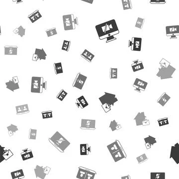 Set Video camera Off on computer, chat conference, Online working and Mute .. Illustrazione stock