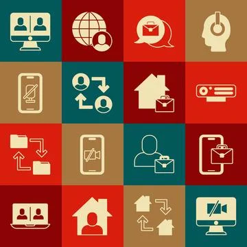 Set Video camera Off on computer, Freelancer, Web, Online working, Project .. 스톡 일러스트