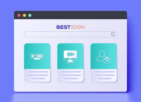 Set Video camera Off on computer, Web and Freelancer icon. Vector 스톡 일러스트