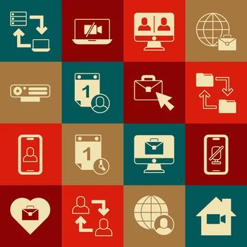 Set Video camera Off in home, Mute microphone on mobile, Cloud storage document イラスト素材