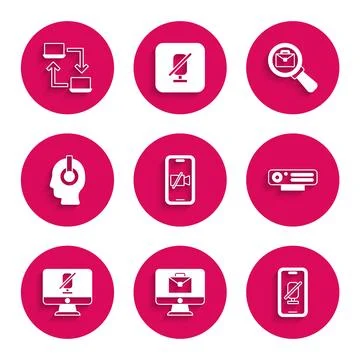 Set Video camera Off on mobile, Online working, Mute microphone, Web, compu.. イラスト素材