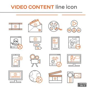 Set of video content icons. Иллюстрация