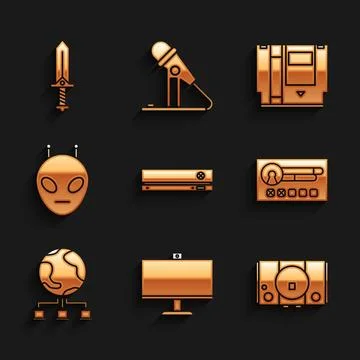 Set Video game console, Computer monitor, Create account screen, network, A.. 스톡 일러스트