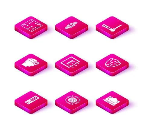 Set Video game console, Global technology or social network, Virtual reality Stock Illustration