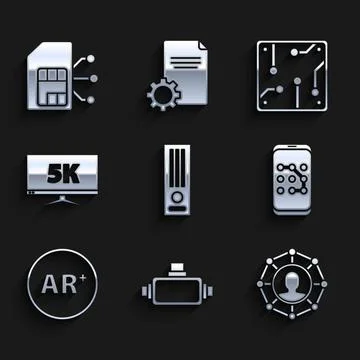 Set Video game console, Virtual reality glasses, Project team base, Mobile and Stock Illustration