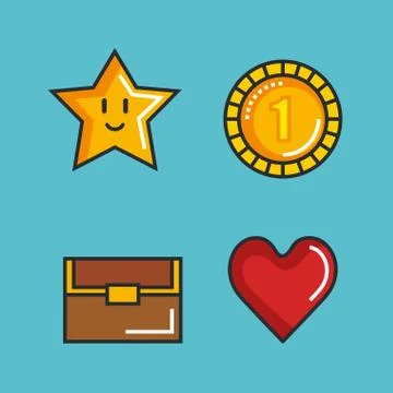 Set video game entertaining items symbols Stock Illustration
