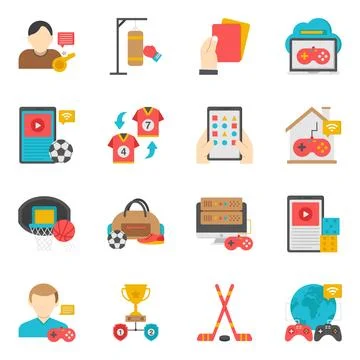 Set of Video Games Flat Icons Stock Illustration