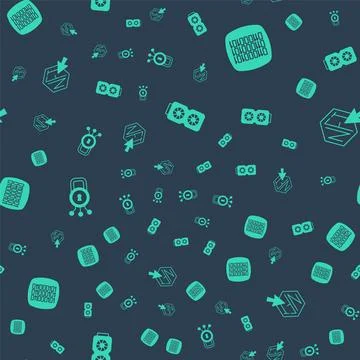 Set Video graphic card, Binary code, Cyber security and NFT Digital crypto art Stock Illustration