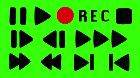 Set of video icons, hand drawn doodle animation on a green screen background Stock Footage 311105320