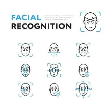 Set of viewer for facial recognition Stock Illustration