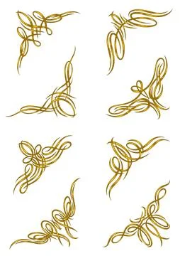 Set of vignette curl elements. Decorative calligraphic dividers or corners. Illustrazione stock