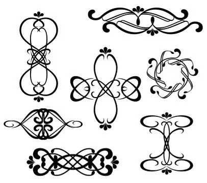 Set of vignettes and border on a white background. EPS10 vector illustration Stock Illustration