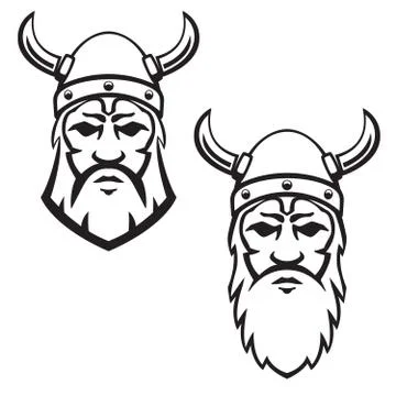 Set of viking warrior head. Design element for emblem, sign, badge. Vector il Stock Illustration
