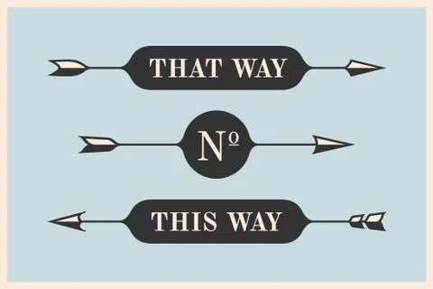 Set of vintage arrows and banners with inscription That Way, This Way Stock-Illustration