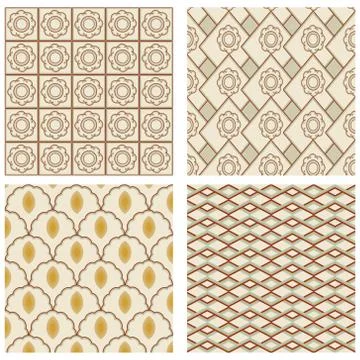 A set of vintage art deco square frames in nostalgic colors with simple geome Stock Illustration