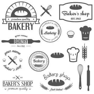 Set of vintage bakery logos, labels, badges and design elements Illustration