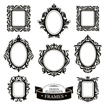 Set of vintage baroque frames Illustrazione stock