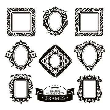 Set of vintage baroque frames Illustrazione stock