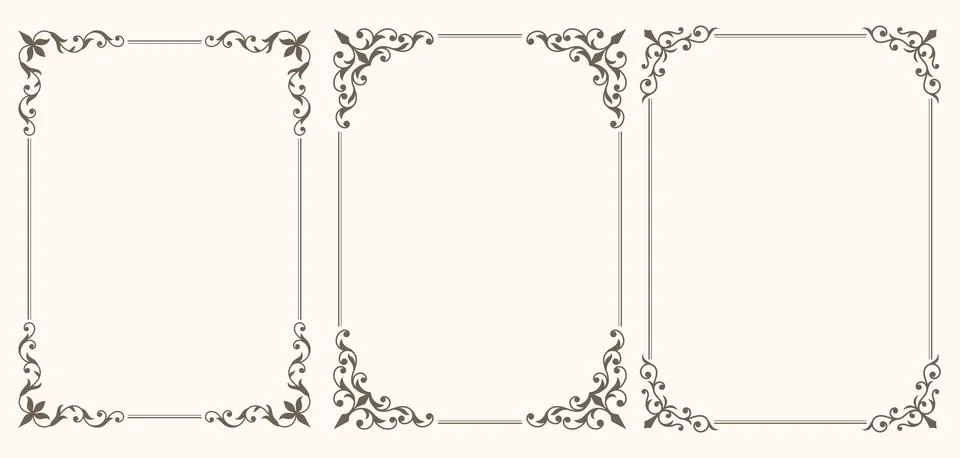 Set of vintage beautiful frames Stock Illustration