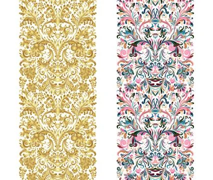 Set of vintage border brushes templates. Baroque floral elements for frames イラスト素材