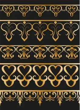 Set of vintage borders, baroque elements. Vector. Vintage elements for the de Illustrazione stock