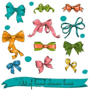 Set of vintage bows. Stock Illustration