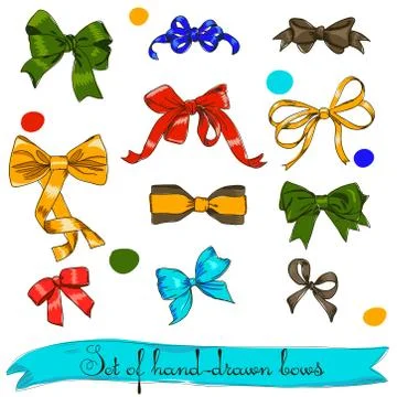 Set of vintage bows. Stock Illustration